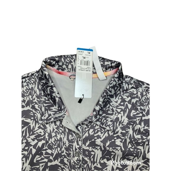 ADIDAS Women's AeroREADY UPF Printed Long Sleeve Golf Polo Shirt NWT Size: XL - Picture 3 of 5